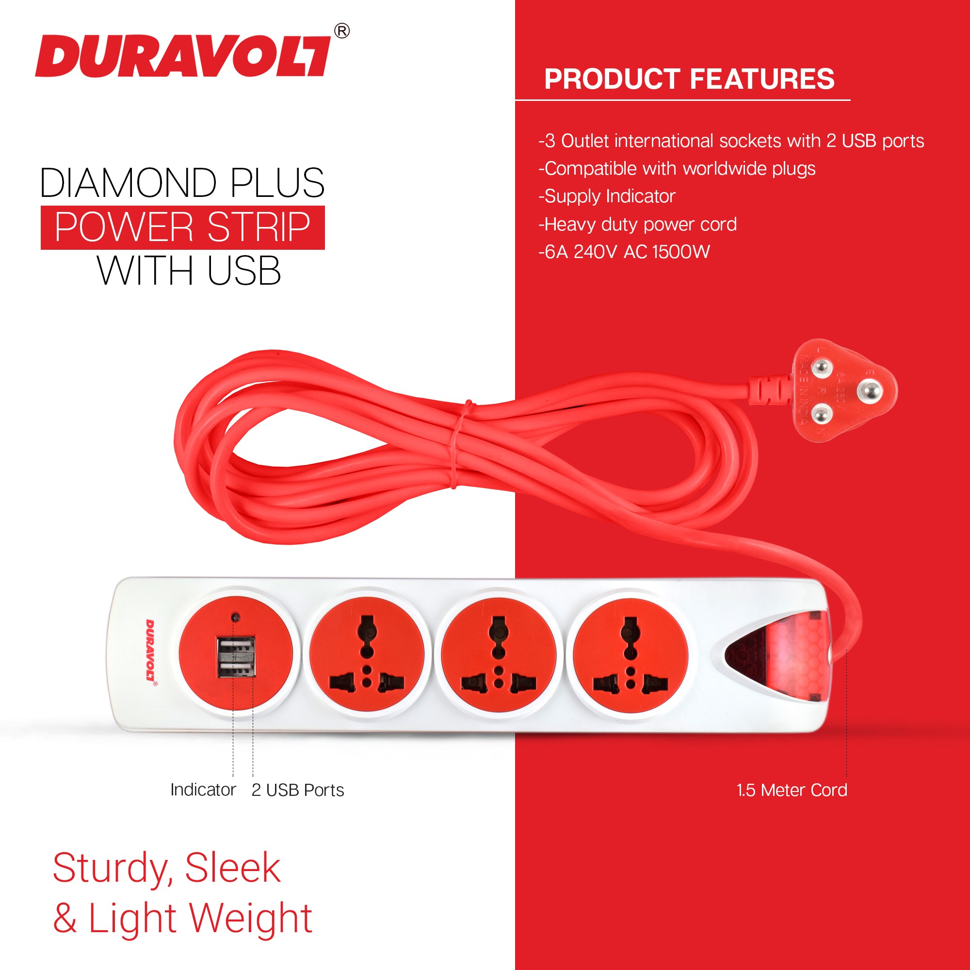 Diamond Plus Power Strip (3+2USB) - Image 4