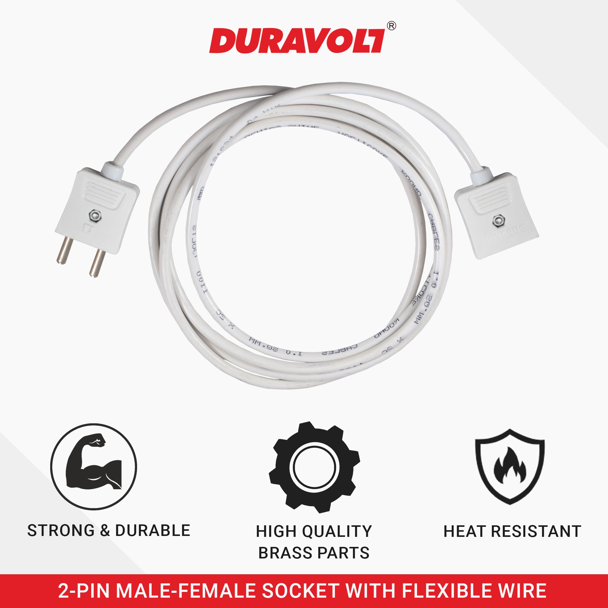 2-Pin Male-Female Socket with Flexible Wire - Image 4