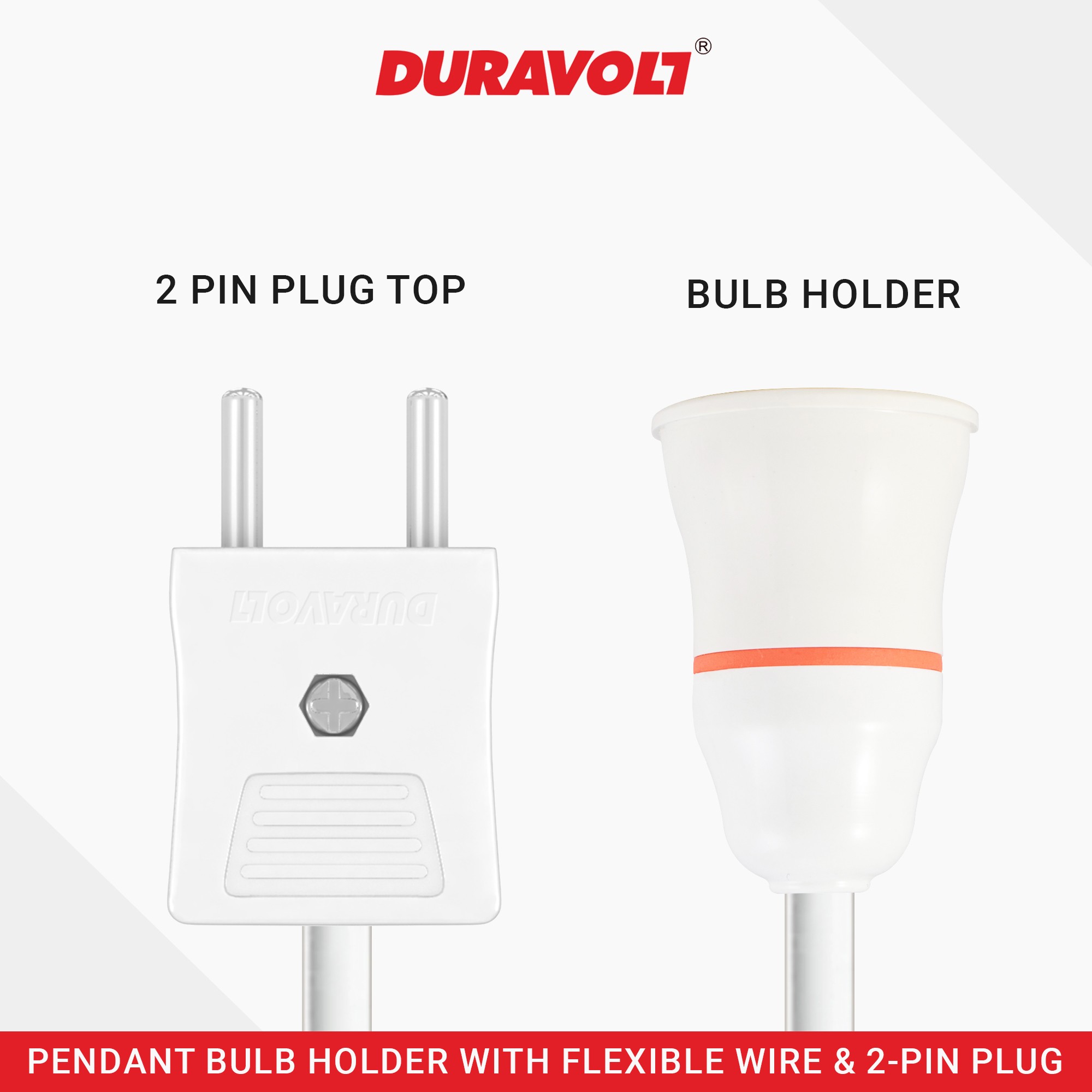 Pendant Bulb Holder with Flexible Wire & 2-Pin Plug - Image 6