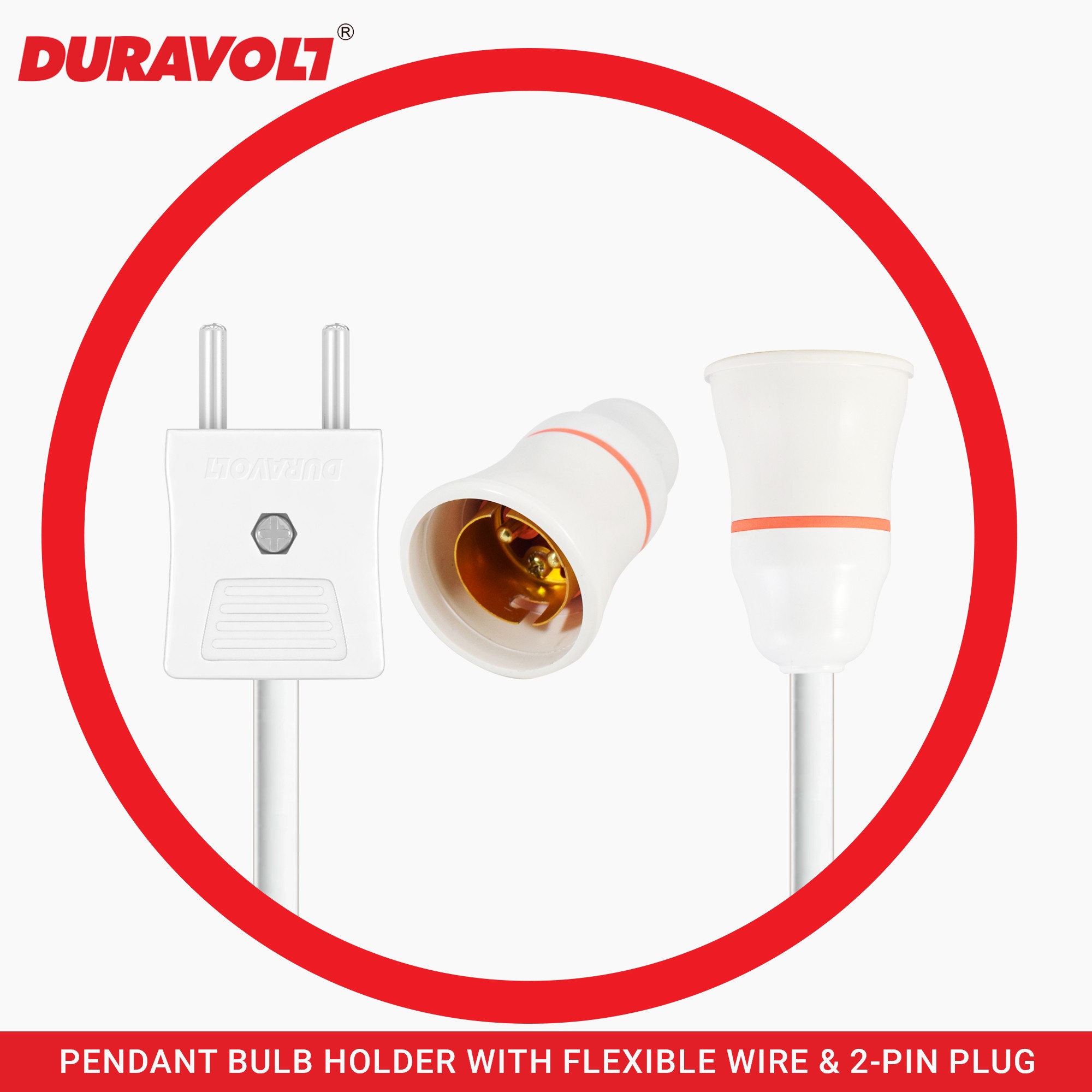 Pendant Bulb Holder with Flexible Wire & 2-Pin Plug - Image 7