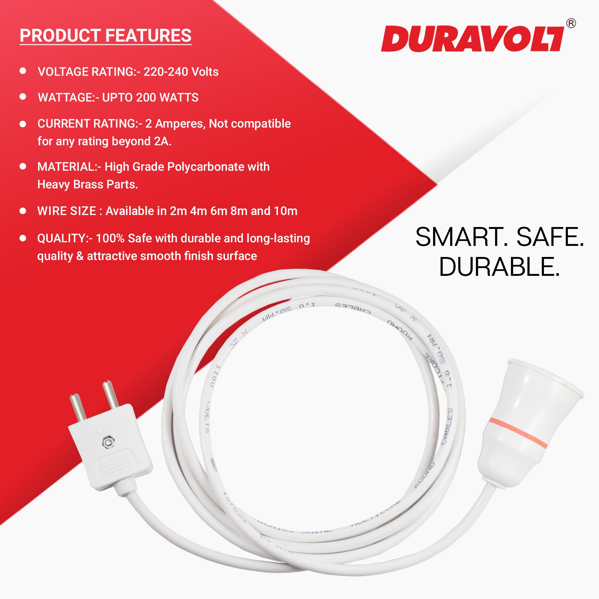 Pendant Bulb Holder with Flexible Wire & 2-Pin Plug - Image 8