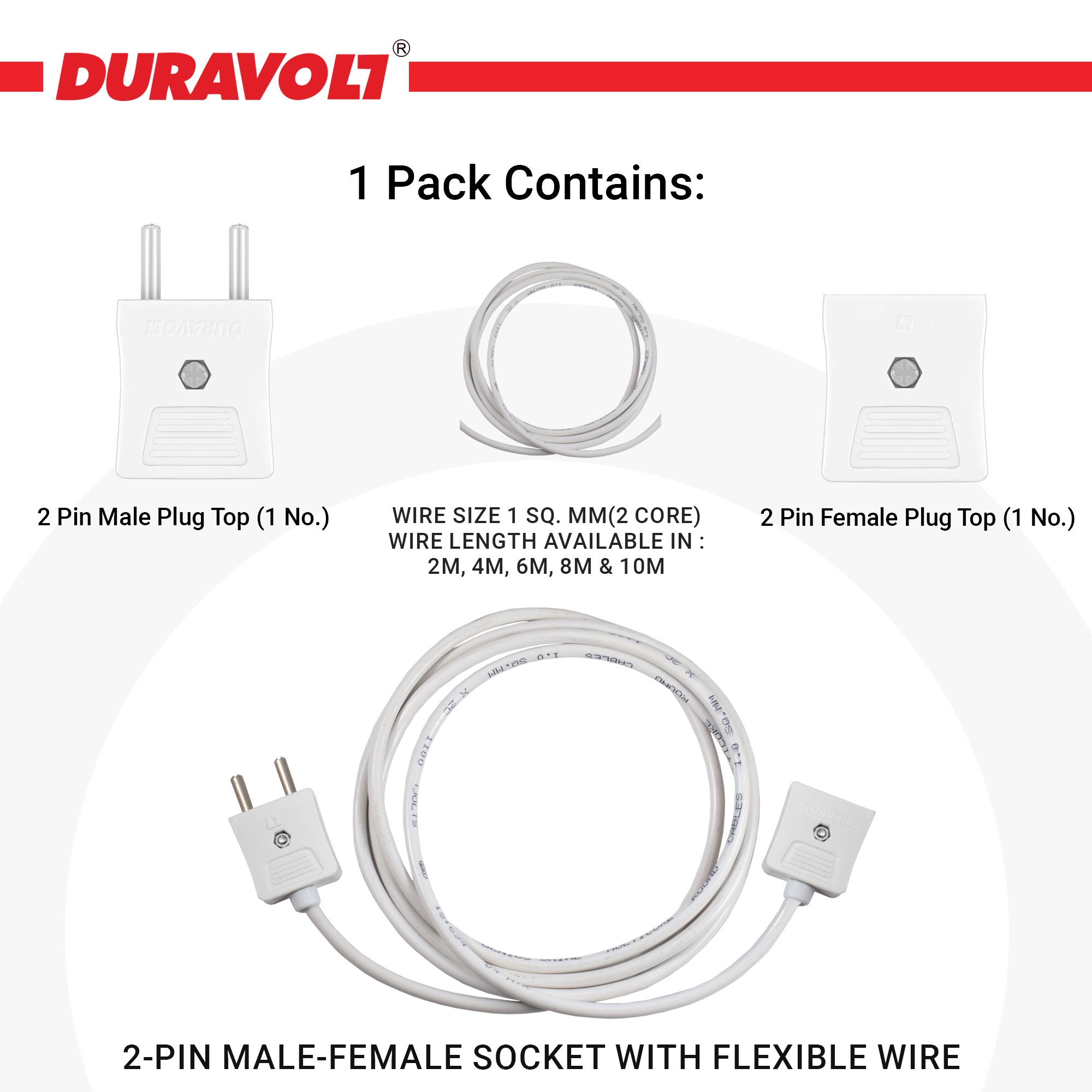 2-Pin Male-Female Socket with Flexible Wire - Image 6