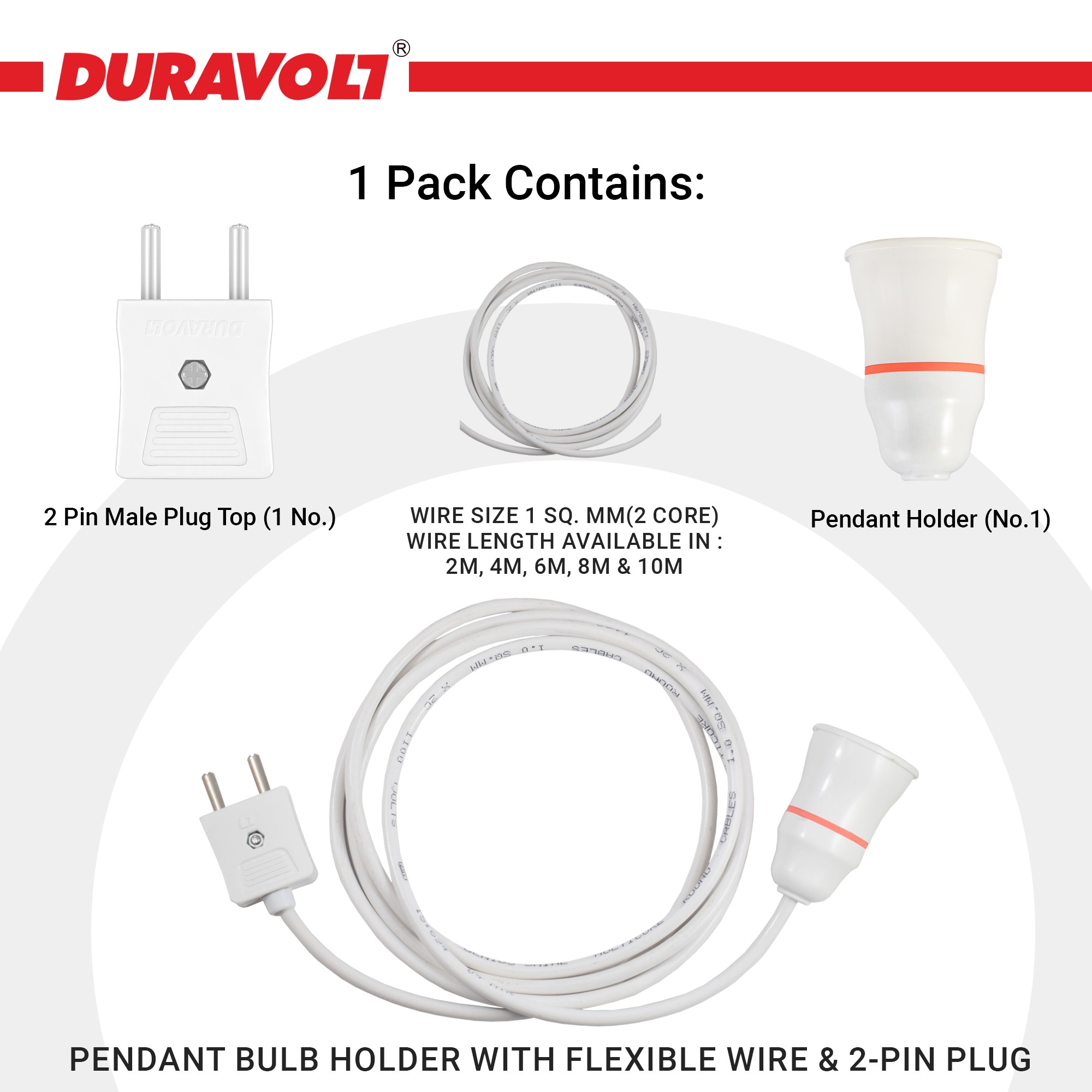 Pendant Bulb Holder with Flexible Wire & 2-Pin Plug - Image 10